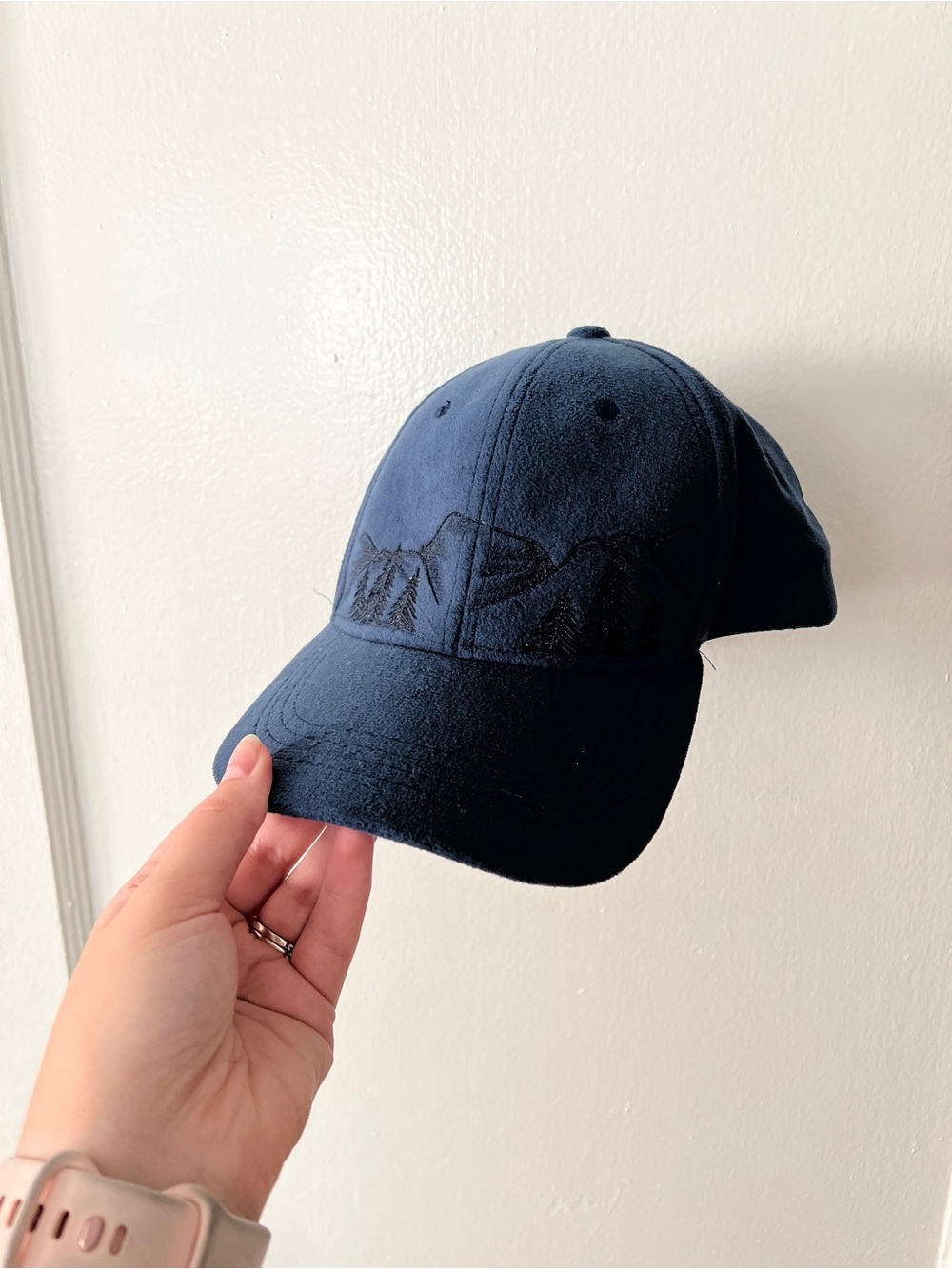 Navy Blue Hand-Burned Mountain Baseball Cap